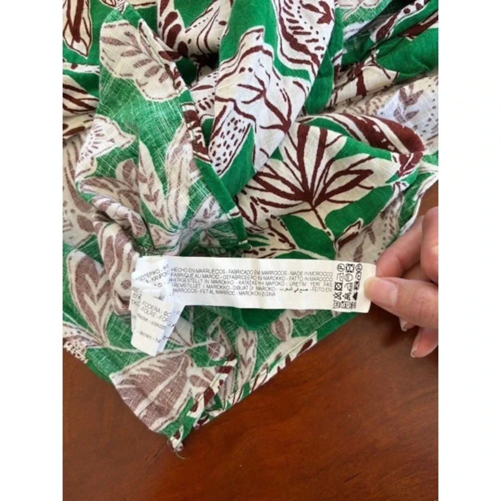 Zara‎ Tropical Green Floral Halter Cutout Romper Mini Skort Jumpsuit Linen Blend